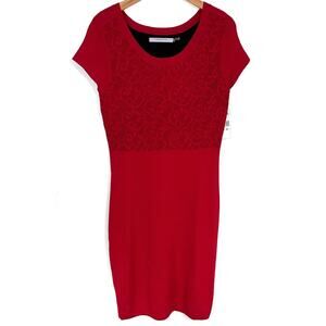 NWT Marc New York Red Knit Bodycon Cocktail Dress Size Large